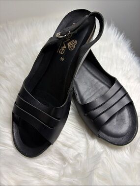 TAKE ME Black Women's Slingback Sandals with Banded Toe Straps SIZE 39
